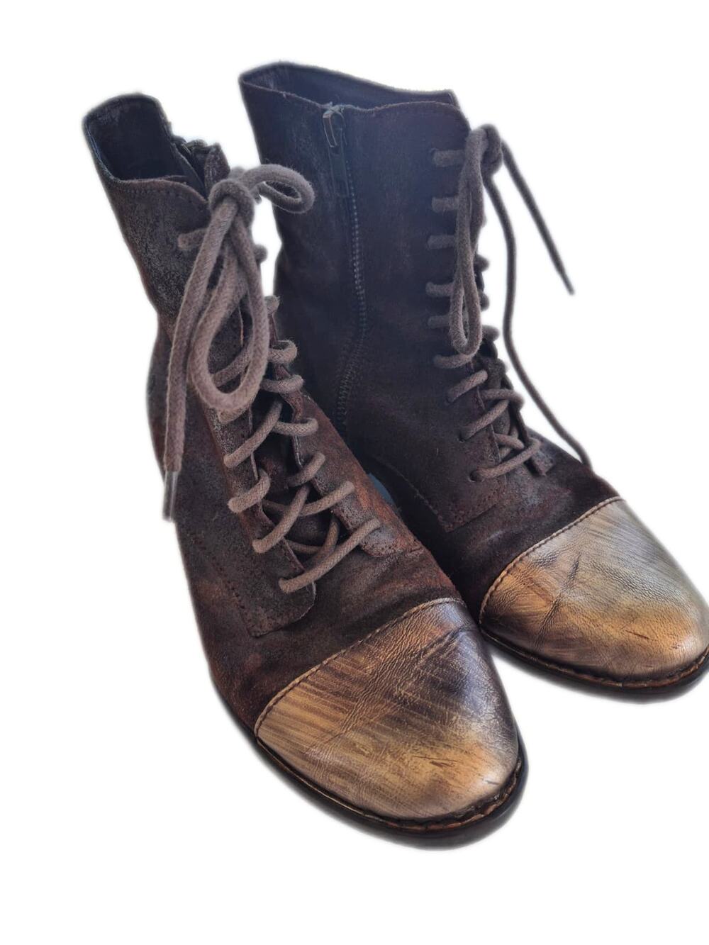Born Womens Boots Size 7 Brown Leather Lace Up Distressed Retro Hippie Prairie